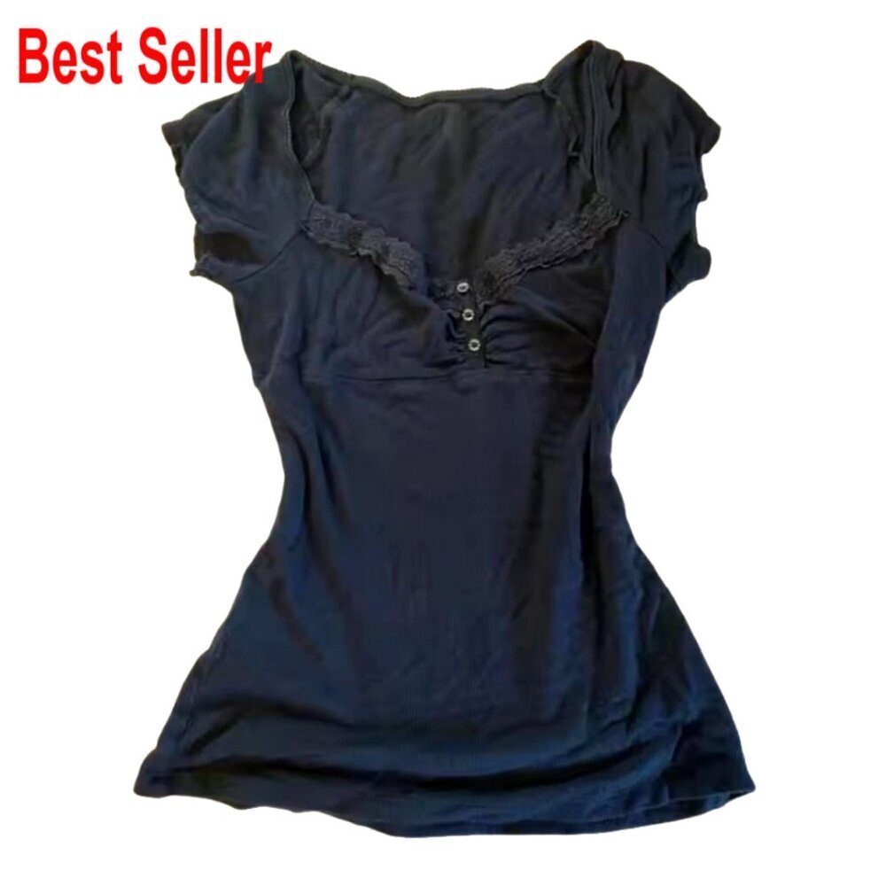 Y2K Lace Bow Coquette Babydoll Crop Top Grunge Gothic Graphic Tee Vintage